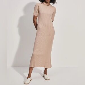 Varley Maeve Rib Knit Midi Dress - Warm Taupe